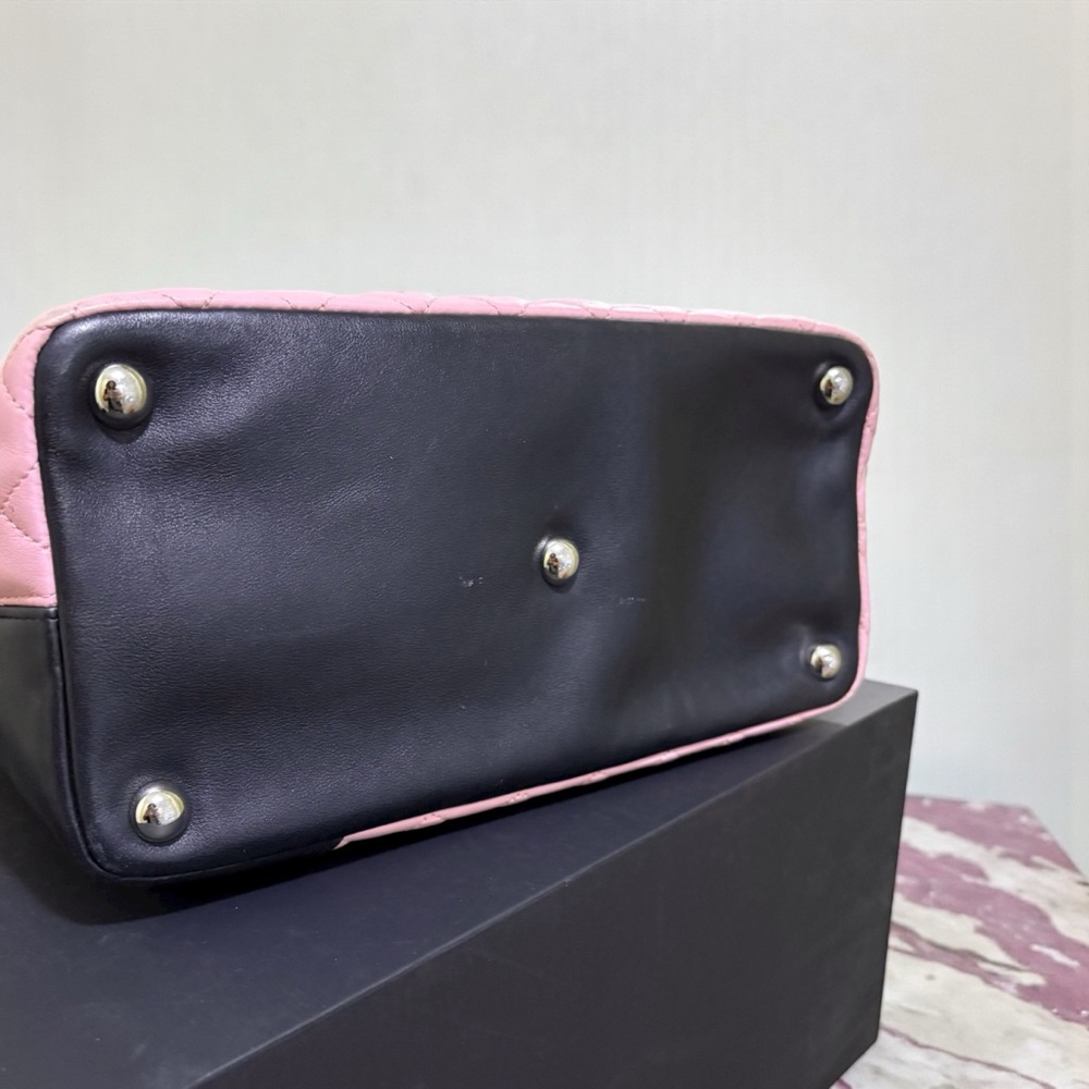 CHANEL Vintage Pink/Black Cambon Ligne Tote & Original Box - Picture 8 of 14